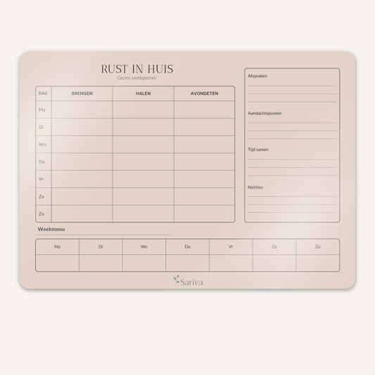 Sariva Rust in Huis gezinsweekplanner A3 in beige