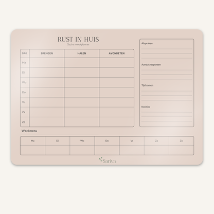 Sariva Rust in Huis gezinsweekplanner A3 in beige