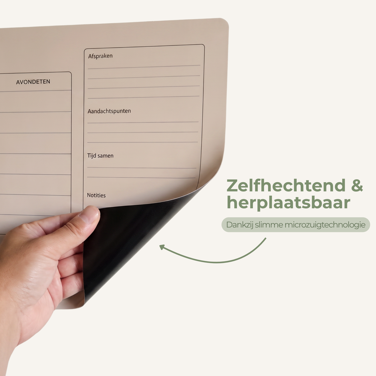 Zelfhechtende Sariva gezinsweekplanner met herplaatsbare achterkant
